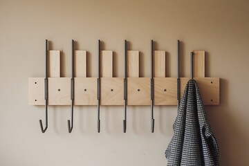 Modern Minimalist Wall-Mounted Coat Rack with Eight Hooks
