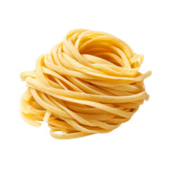 Golden pasta nests delicious Italian food recipe ingredient,, isolated on transparent background, perfect cutout, PNG