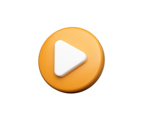 3D Orange play button icon with a sleek design, ideal for apps and streaming platforms. 3d illustration