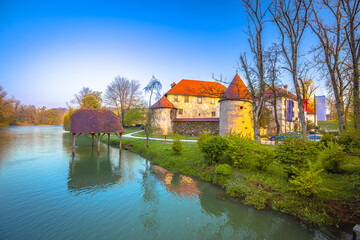 Otocec ob Krki river castle early morning view