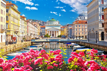 Trieste, Italy. Trieste channel and Ponte Rosso square view,