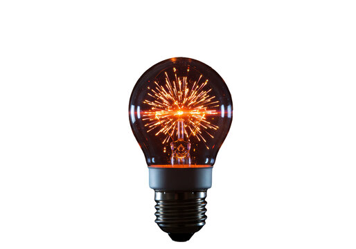 Isolated Vintage Edison Light Bulb with Filaments Glowing Warmly