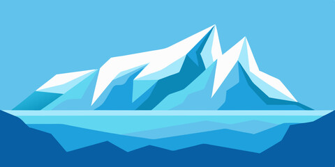 A massive frozen blue and arctic white glacier cartoon video background scene vector illustration