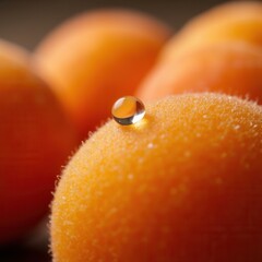 Extreme close-up of an apricot's fuzzy skin texture
