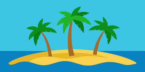 Obraz premium A beautiful remote paradise secluded island cartoon video background scene vector illustration