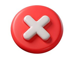 Fototapeta premium 3d red circle cross icon isolated on white background