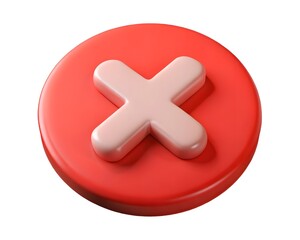 Obraz premium 3d render of red circle with beige x mark isolated on white background