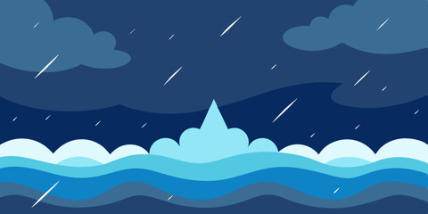 Fototapeta premium Dramatic Stormy Ocean Animation Cartoon Video Background Vector Art