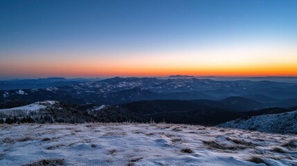 The gradual shift from dusk to night, with the imperceptible deepening of colors in the sky