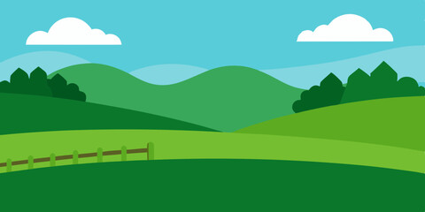 Lush Green Pasture Animation Cartoon Video Background Vector Illustration