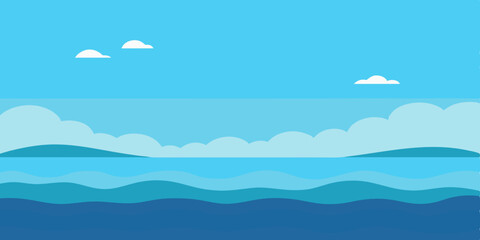 Peaceful Calm Sea Animation Cartoon Video Background Vector Scene