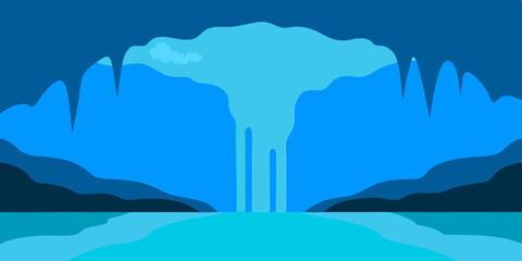 Mysterious Waterfall Cave Animation Cartoon Video Background Vector Art