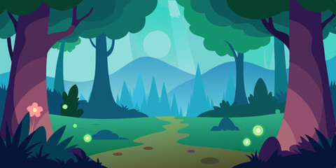 Magical Enchanted Forest Animation Cartoon Video Background Vector Art