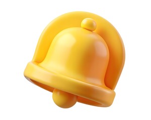 3d render yellow bell icon isolated on white background