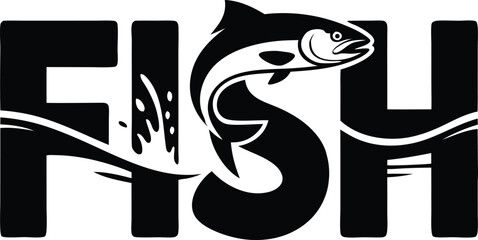Fish typography creative branding text vector logo design