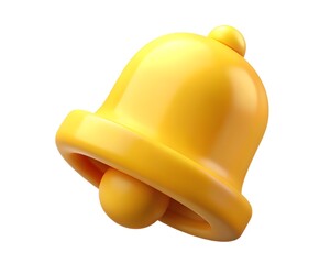 3d render yellow bell notification icon isolated on white background