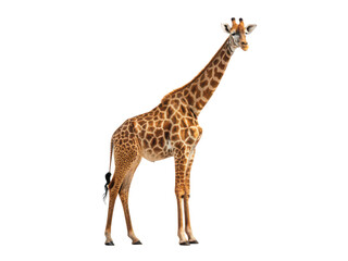 Naklejka premium giraffe animal png tall animal png African giraffe png wildlife animal png spotted giraffe png safari animal png long-necked mammal png transparent background image