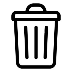 Trash bin with lid icon for waste disposal and sanitation with transparent background
