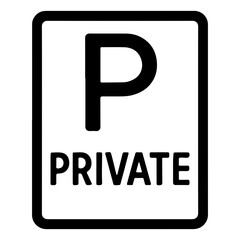 Private parking sign icon for restricted vehicle access with transparent background
