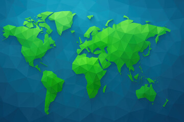 A stylized polygonal world map highlights global connectivity and geographic diversity symbolizing international business and strategy