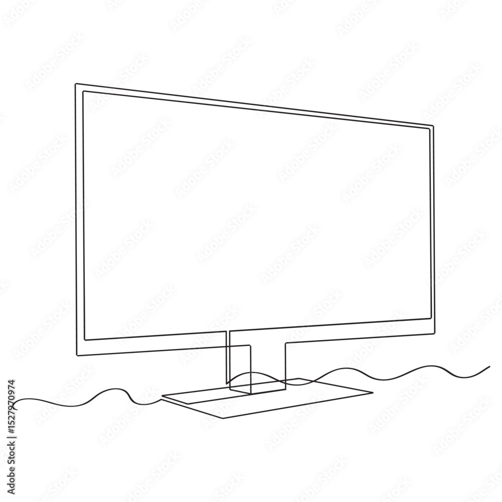 Fototapete  continuous line drawing Computer icon computer monitors icon vector.