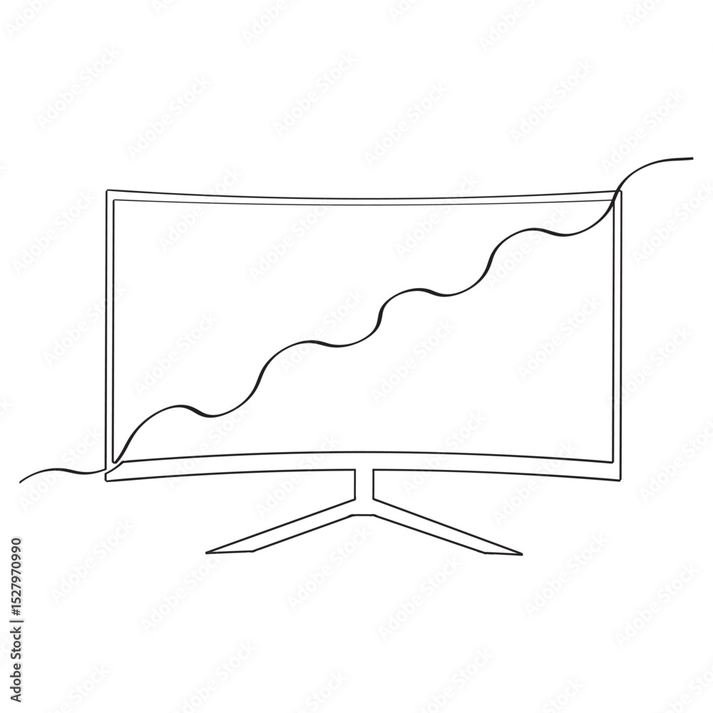 Poster  continuous line drawing Computer icon computer monitors icon vector.