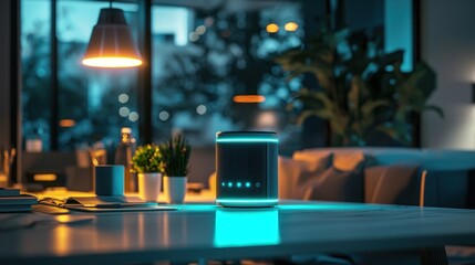 Smart Home Speaker at Night