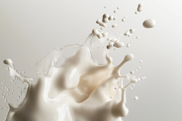abstract composition of white foam captured in motion against a soft, neutral background. The foam appears dynamic and fluid