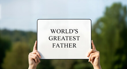 Hands holding sign worlds greatest father