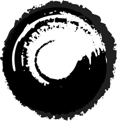 Grungy vector ink circles. Brush hand drawn textured style round shapes. 