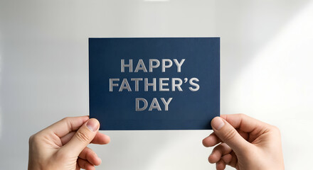 Happy fathers day card silver lettering