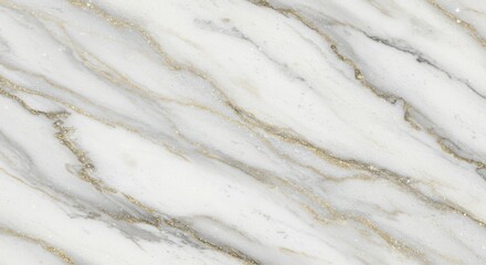 Elegant marble texture with shimmering gold and gray veins across white stone