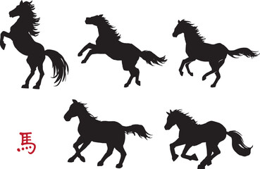 手描き　馬　シルエット