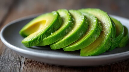 Freshly sliced avocado on a clean white plate, minimal aesthetic 