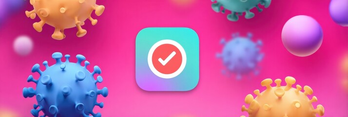 Fake App Store Download Screen Displaying Virus Alert With Virus Icons in a Colorful Background
