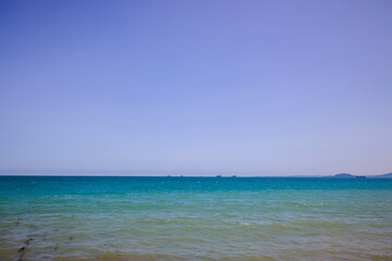 landscape with pleasure boats on a blue sea, travel concept