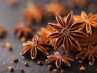 "Aromatic Anise Star on Dark Background"