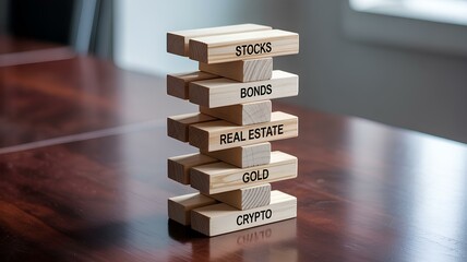 Investment Diversification strategy in stocks bonds real estate gold crypto assets