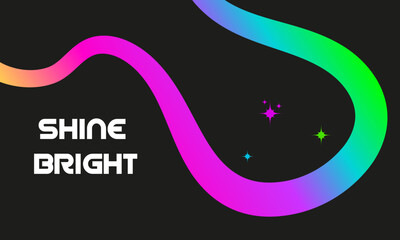 Abstract web banner with gradient wavy line. Rainbow vibrant color ribbon background.