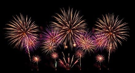 Spectacular Fireworks Display Vibrant Colors Illuminating the Night Sky
