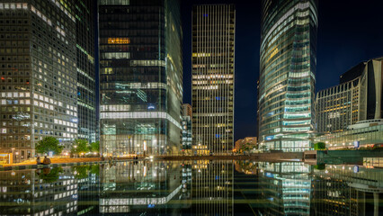 cityscape and architecture at night in la défense near to Paris on june the 1st 2025