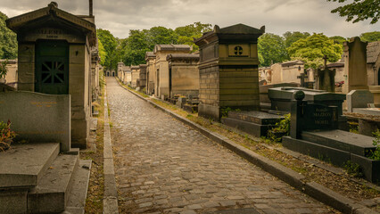 Tombs in the père Lachaise cemetery in Paris in France on June 11th 2025