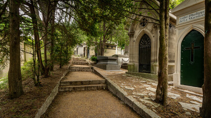 Tombs in the père Lachaise cemetery in Paris in France on June 11th 2025