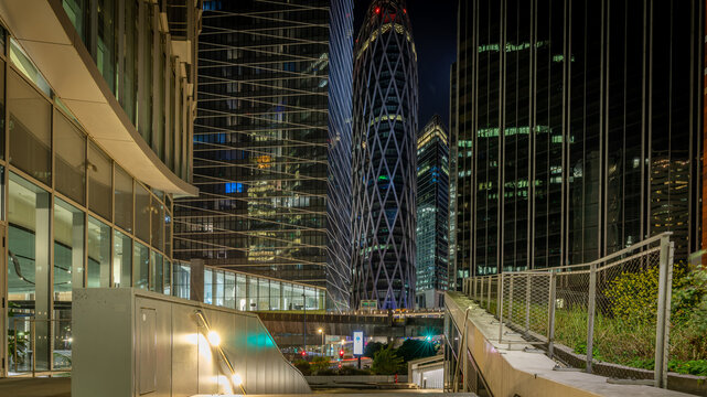 cityscape and architecture at night in la défense near to Paris on june the 1st 2025