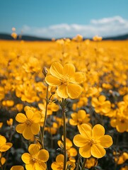 "Golden Wildflowers in Minimalist Landscape"