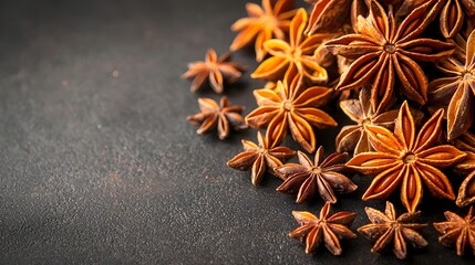 Star Anise Pile on Black Surface