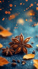 Vibrant Star Anise on Blue Surface
