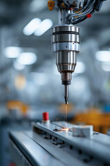 Automated metalworking: Robotic arm precisely welds with sparks flying, precision engineering at its best.