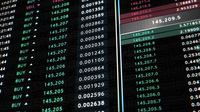 Cryptocurrency Trading Animation on Computer Screen.