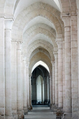 Obraz premium Interior of Cistercian Abbey of Pontigny, L'Abbaye de Pontigny, Burgundy. Pontigny. France.